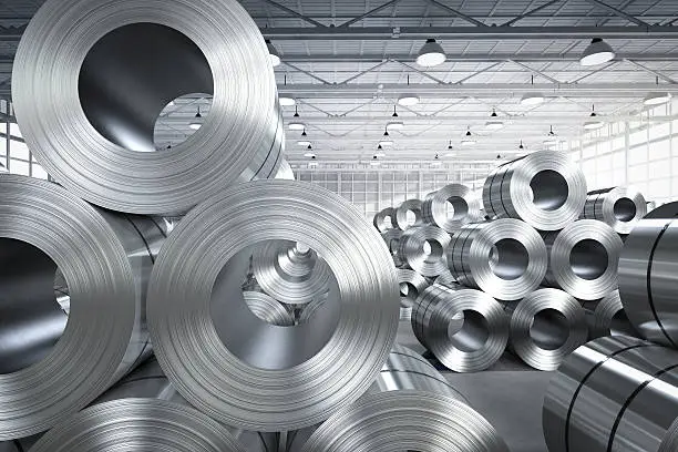 Photo of roll of steel sheet in factory