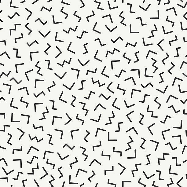 line shapes seamless patterns. Fashion 80-90s. Jumble textures. Zigzag. Retro geometric line shapes seamless patterns. Hipster fashion 80-90s. Abstract jumble textures. Black and white. Zigzag lines. style for printing, website, fabric, poster. 90s background stock illustrations