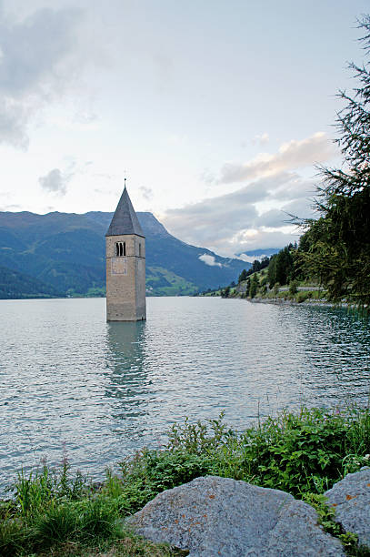 istock The bell tower in Lake Reschensee 627024082