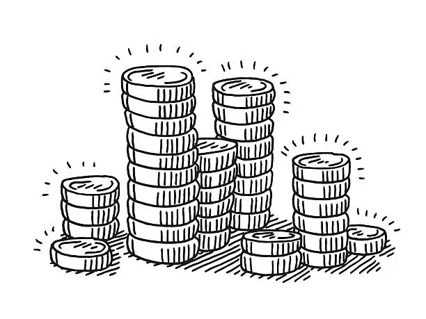 Vector illustration of Stack Of Coins Money Drawing