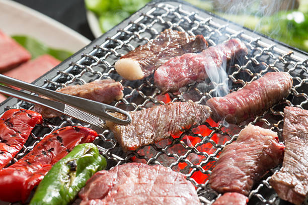 Grilled meat Japanese fried beef char grilled photos stock pictures, royalty-free photos & images