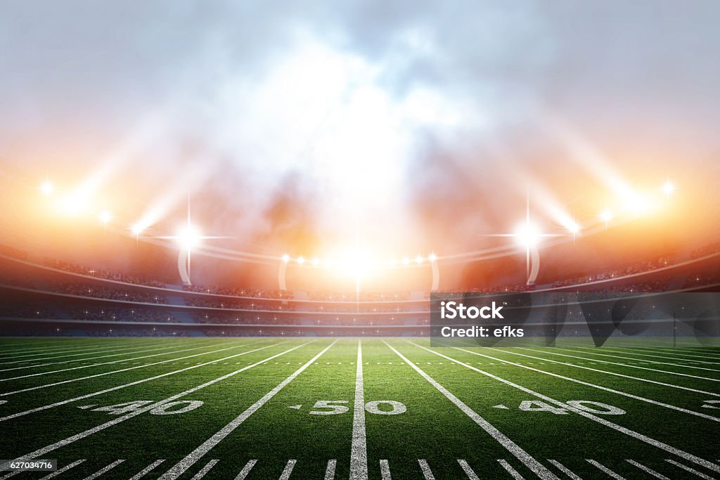 American soccer stadium The imaginary stadium is modelled and rendered. American Football - Sport Stock Photo