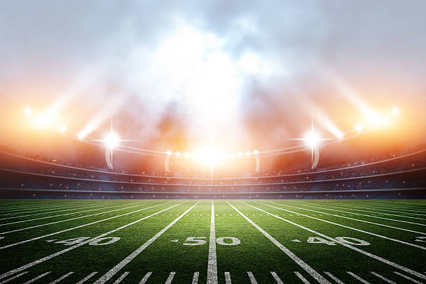 American soccer stadium The imaginary stadium is modelled and rendered. american football stadium stadium sport outdoors stock pictures, royalty-free photos & images