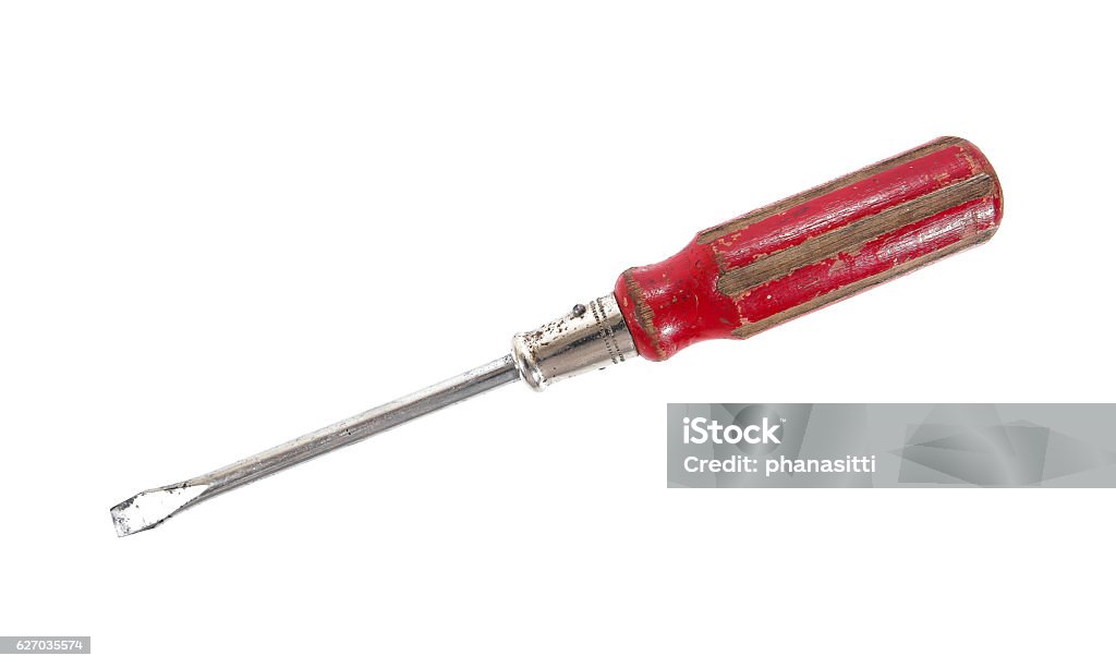 Old retro screwdriver isolated on white background.old screw driver Old Stock Photo