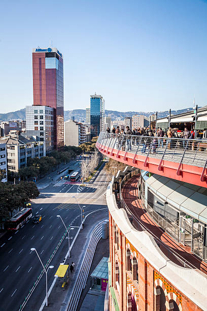 Barcelona, Spain - February 12, 2012: panoramic of Barcelona from Las Arenas shopping center in Plaza Espana