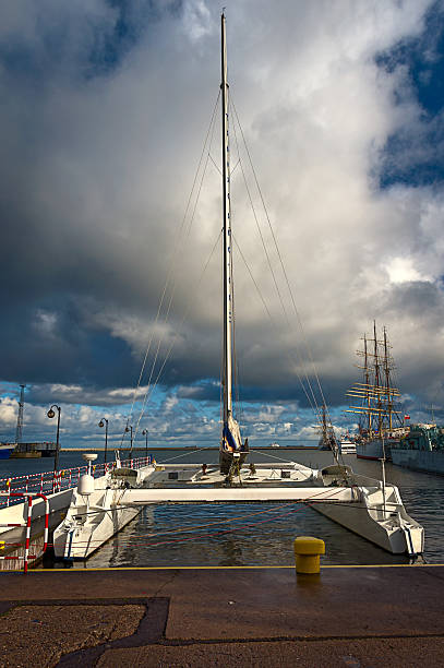 istock Catamaran in the port 627037042