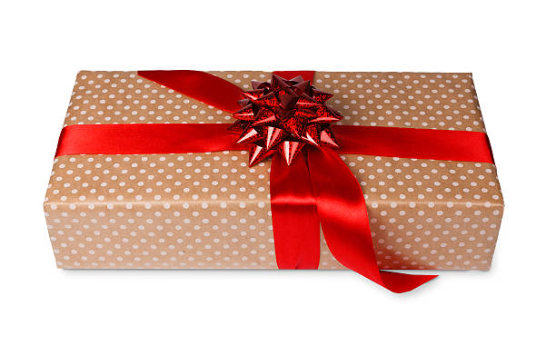 istock Christmas holiday wrapped gift box isolated on white 627037164