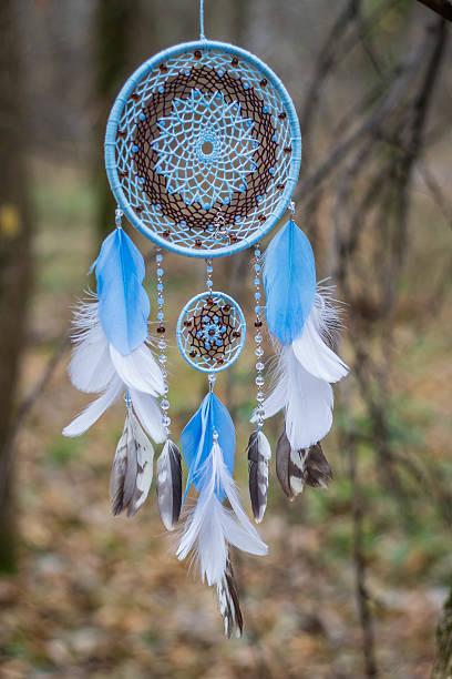 istock Dreamcatcher made of feathers, leather, beads, and ropes 627037918