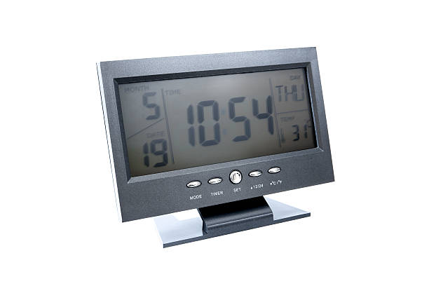 istock Digital clock in television style isolated on white background 627038582