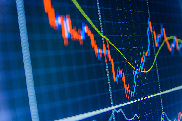 istock Stock market graph and bar chart price display 627040096