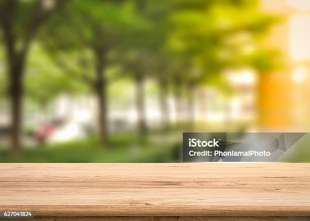 Balcony With Greenery Background Stock Photo - Download Image Now - Bench, Wood - Material, Focus On Foreground