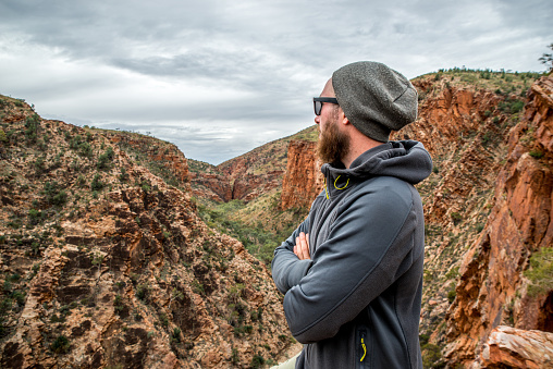 Young man exploring and hiking in the great outdoors, Northern Territory, Australia