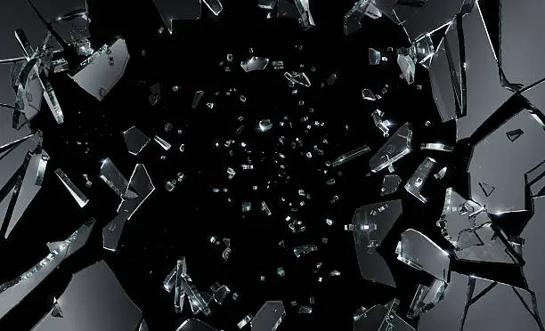 Shattered Glass on black background. Large and excellent quality.