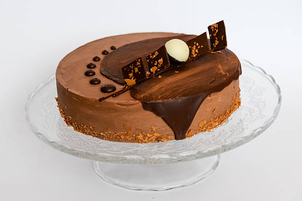 istock Chocolate ake on a glass stand 627047248