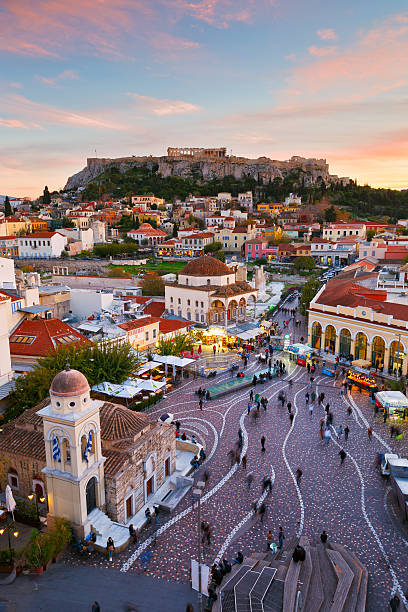 Monastiraki square, Athens. stock photo