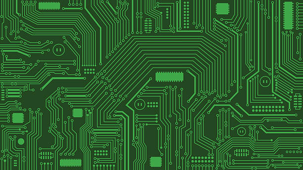 illustrazioni stock, clip art, cartoni animati e icone di tendenza di sfondo scheda di circuito verde, computer, tecnologia - scheda a circuito