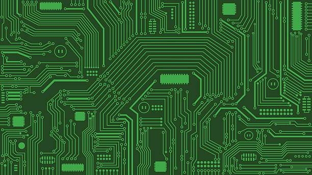 зеленый фон платы, компьютеры, технологии - circuit board stock illustrations