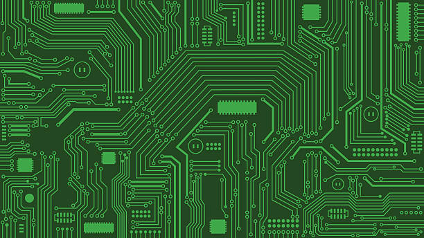 Green Circuit Board Background, Computers, Technology Vector Illustration of Green Circuit Board Background. Best for Computers, Technology, Abstract Backgrounds, Engineering, Electronics, Information Technology concept.  circuit board stock illustrations