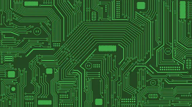 Vector illustration of Green Circuit Board Background, Computers, Technology