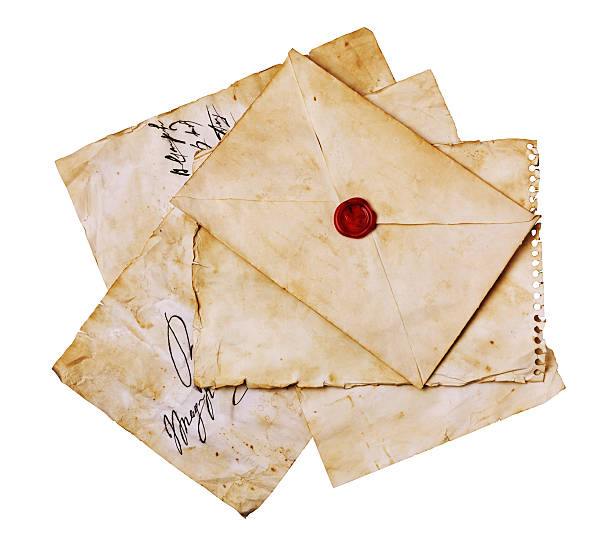 istock Vintage letters and envelope with seal wax 627078578