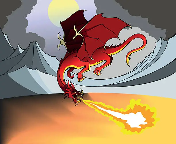 Vector illustration of Fire Dragon