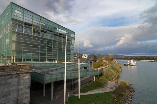 Linz, Austria - October 30, 2016: Ars Electronica Center - museum dedicated to modern technologies, science, innovation and arts