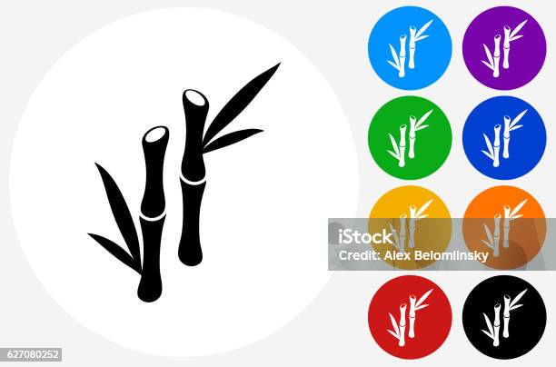 Bamboo Tree Icon On Flat Color Circle Buttons Stock Illustration - Download Image Now - Bamboo - Plant, Icon Symbol, Blue