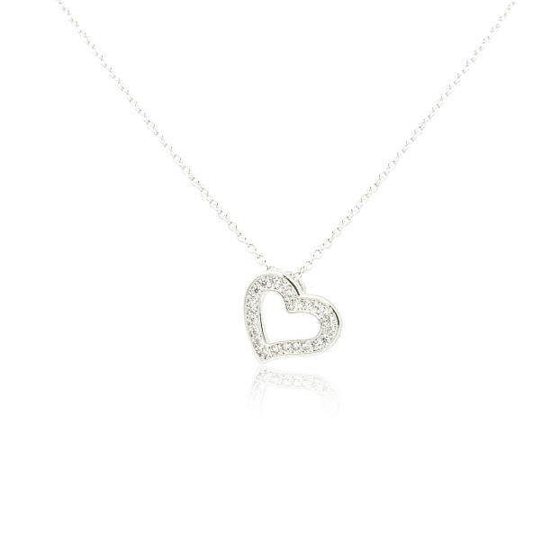 istock Silver fashion pendant isolated on white 627080456