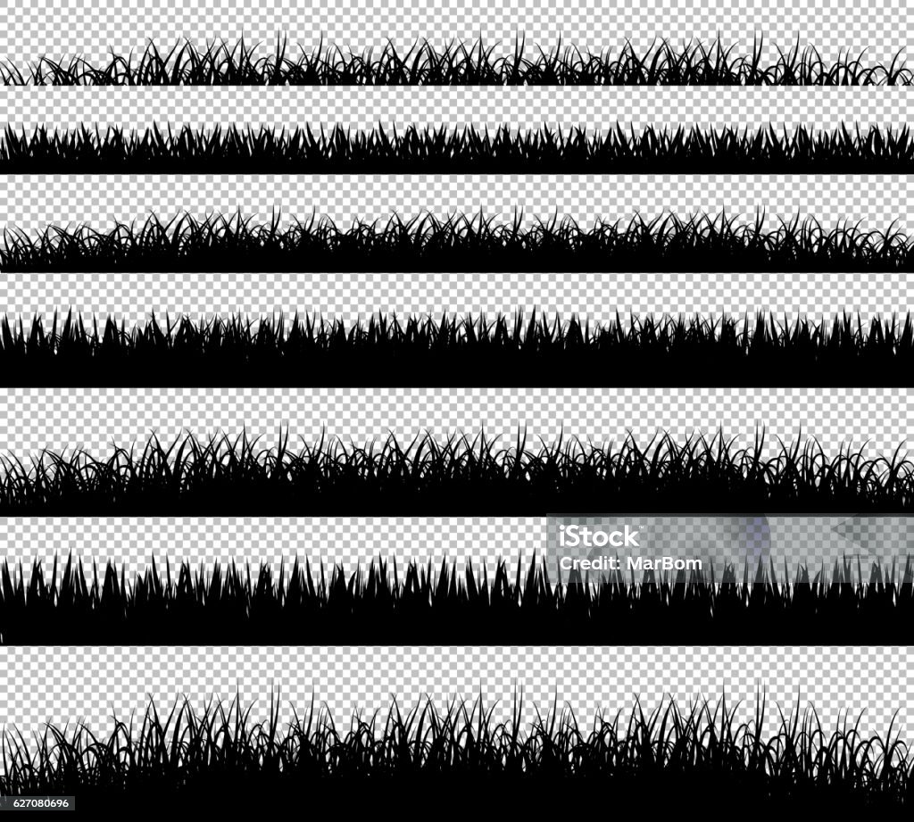 Gras-Grenzen-Silhouette auf transparentem Hintergrundvektor gesetzt - Lizenzfrei Gras Vektorgrafik