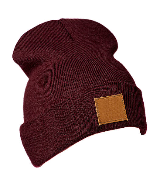istock hat isolated on white background .knitted hat .dark red hat 627081758