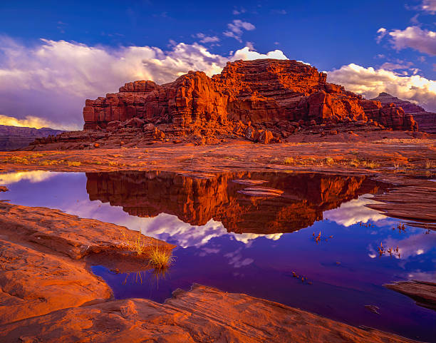 BLM land looking at Dead Horse Point State Park, Utah Looking at Deadhorse Point State Park near Canyonlands National Park from BLM land right after a big storm, Utah red rocks landscape stock pictures, royalty-free photos & images