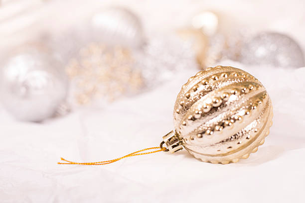 istock Gold Christmas ornament on white background. 627091822