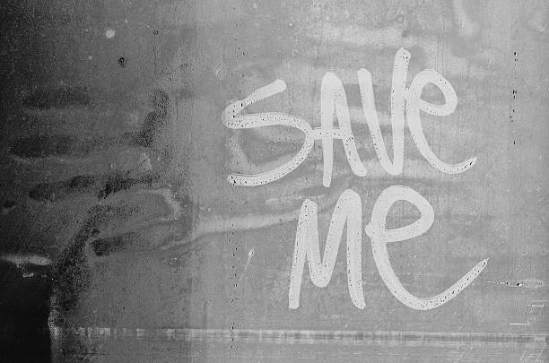istock Request for help written in water fogged glass. 627091936