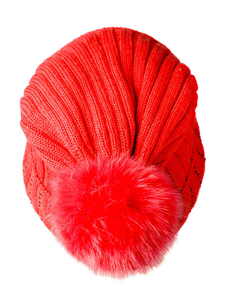istock Women's knitted hat isolated on white background.hat with pomp 627097718