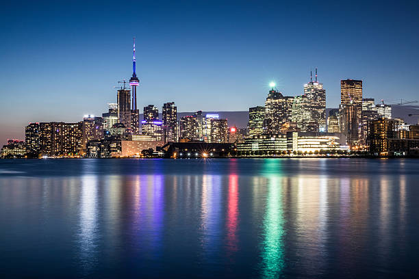 istock Toronto financial district cityscape illuminated at night 627098424