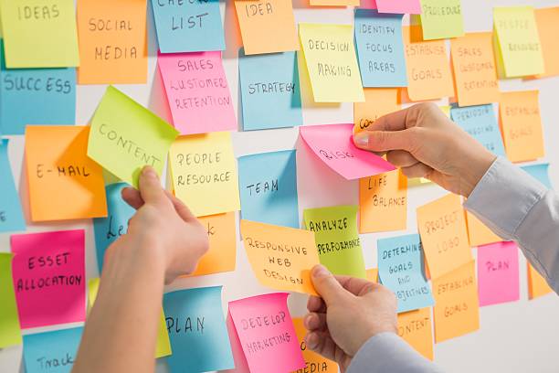 Brainstorming concepts. brainstorming brainstorm strategy workshop business note notes stickyconcept - stock image whiteboard visual aid photos stock pictures, royalty-free photos & images