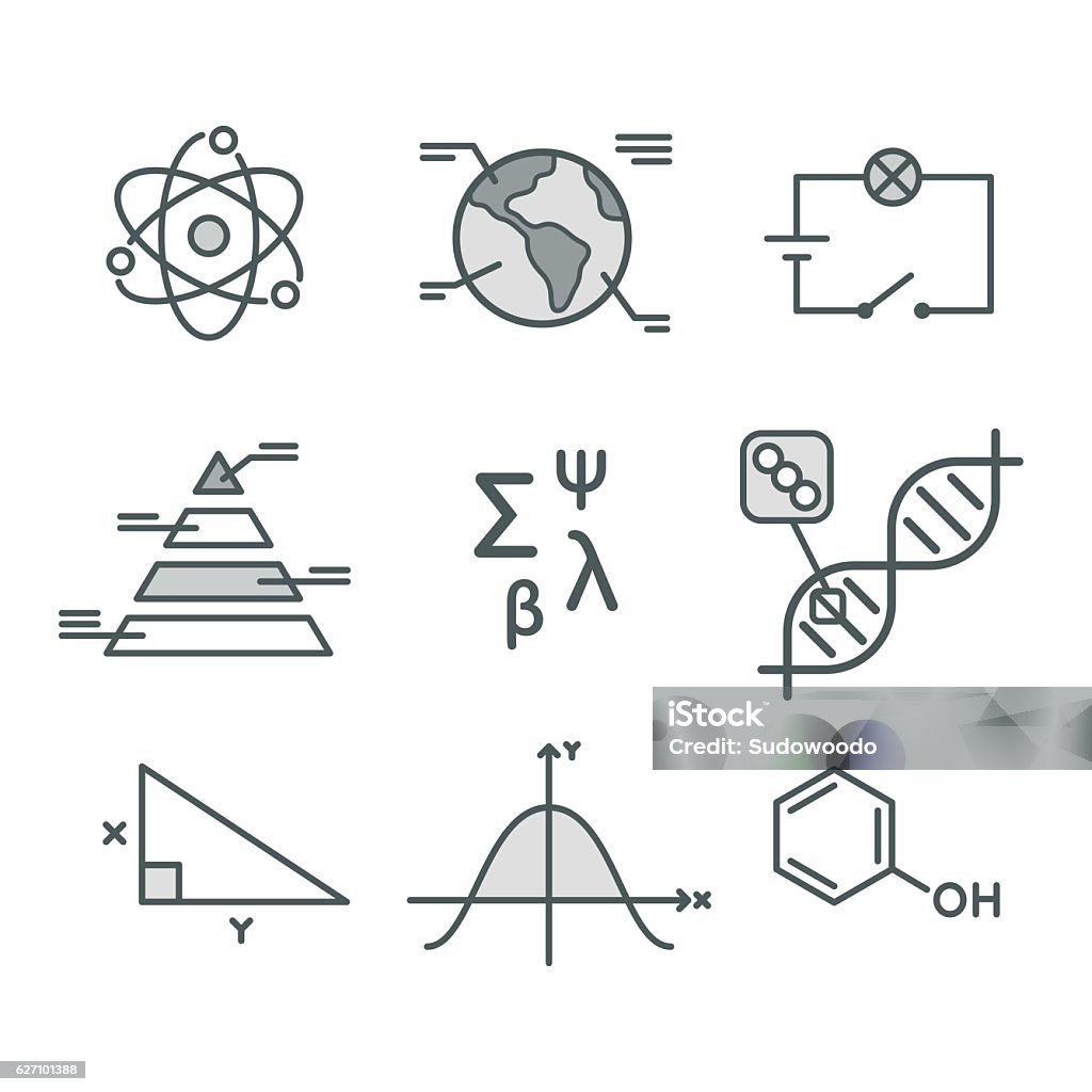 Science Reverse Symbol Science Symbols Set Stock Illustration - Download Image Now - Abstract ...