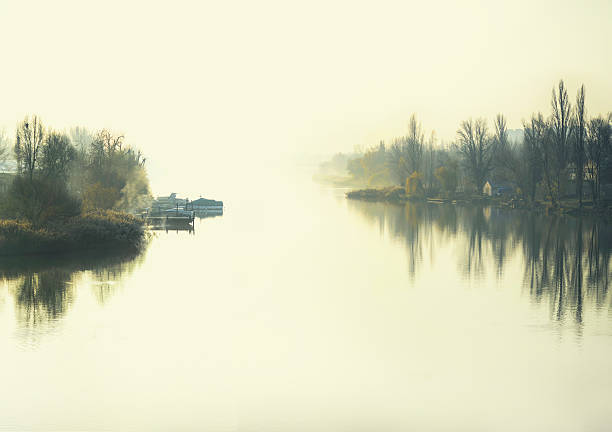 misty river stock photo