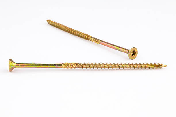 istock Yellow zinc coated screws close up 627103008