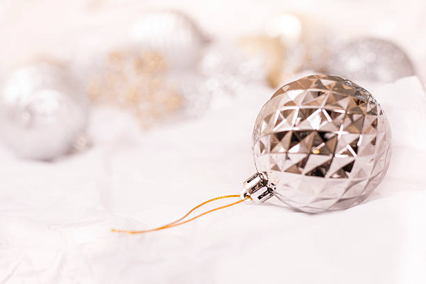 istock Silver Christmas ornament on white background. 627103686