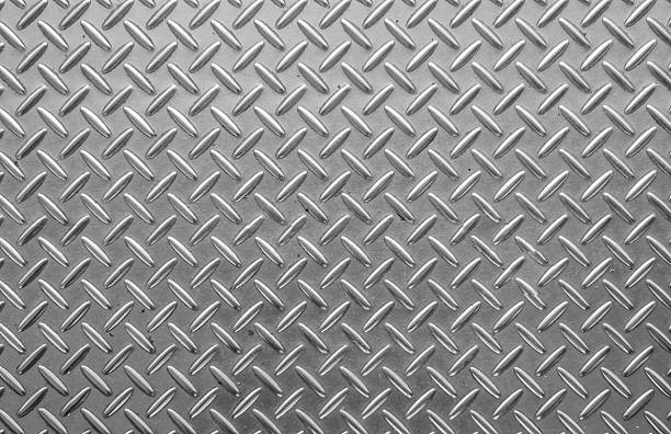 istock Striped steel plate Closeup 627110616