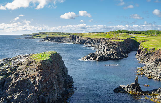 costa rochosa do cabo bonavista em newfoundland, canadá. - outpost - fotografias e filmes do acervo