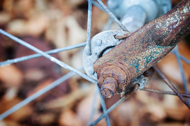 istock Rusty Bolt, Nut and Spokes on Vintage Bicycle 627116784
