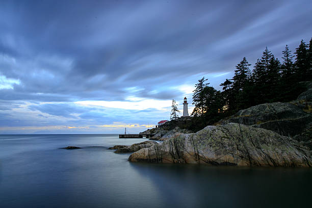 istock Point Atkinson Lighthouse at sunset, Lighthouse Park, West Vancouver, Canada 627116874