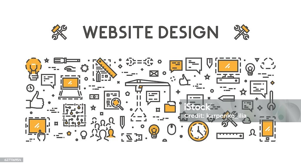 Line Web Design Vector Line Concept For Website Design Stock Illustration - Download ...