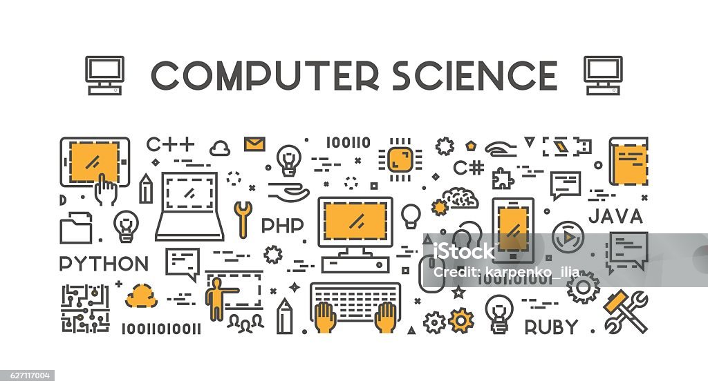 Computer Science Lining Color Line Concept For Computer Science Stock Illustration - Download Image ...