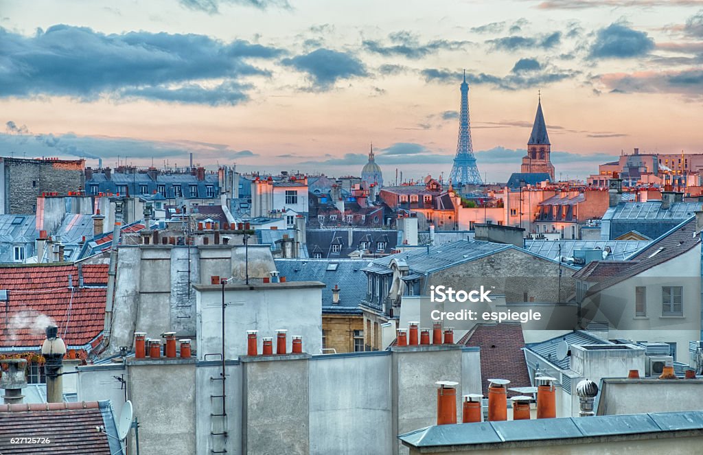 Paisagem urbana de Paris ao nascer do sol - Foto de stock de Paris royalty-free