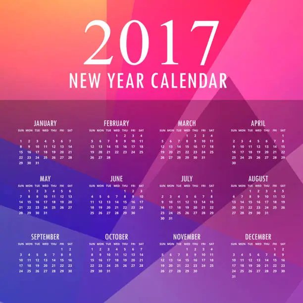 Vector illustration of 2017 colorful new year design with abstract shapes