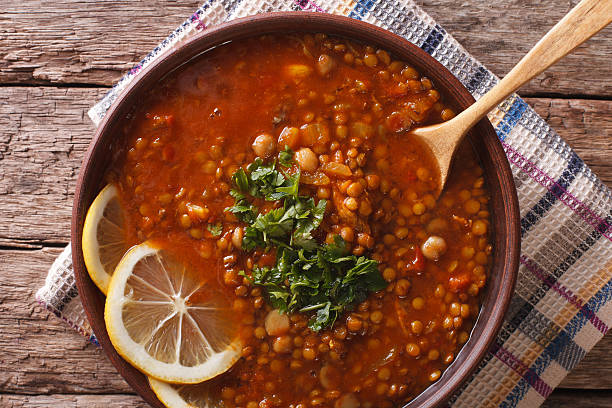 istock Arabic cuisine: Harira soup in a bowl close-up. horizontal 627148218