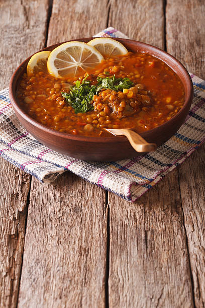 istock Thick Moroccan soup in a bowl on the table. vertical 627148616